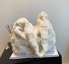 TLA Cozy Checkered Plush Shoulder Bag