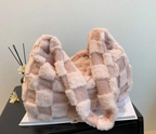 TLA Cozy Checkered Plush Shoulder Bag