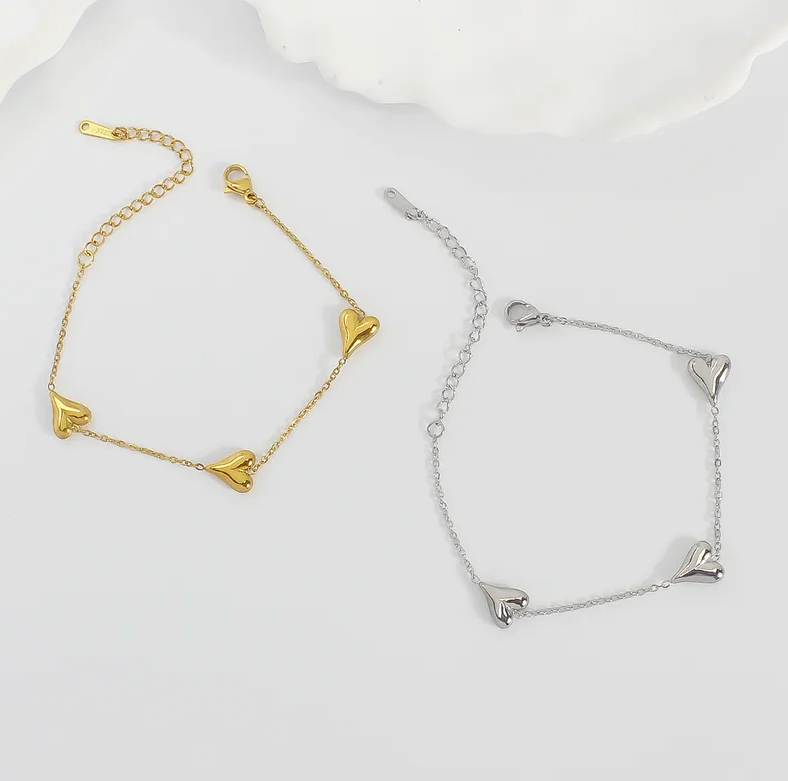 Triple Heart Chain Bracelet