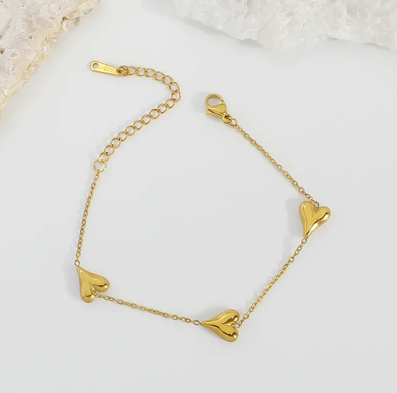 Triple Heart Chain Bracelet