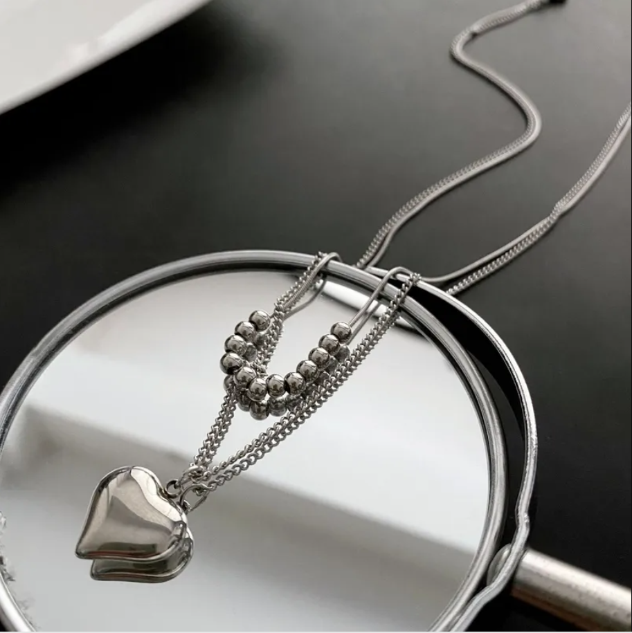 Double Layer Heart Charm Necklace