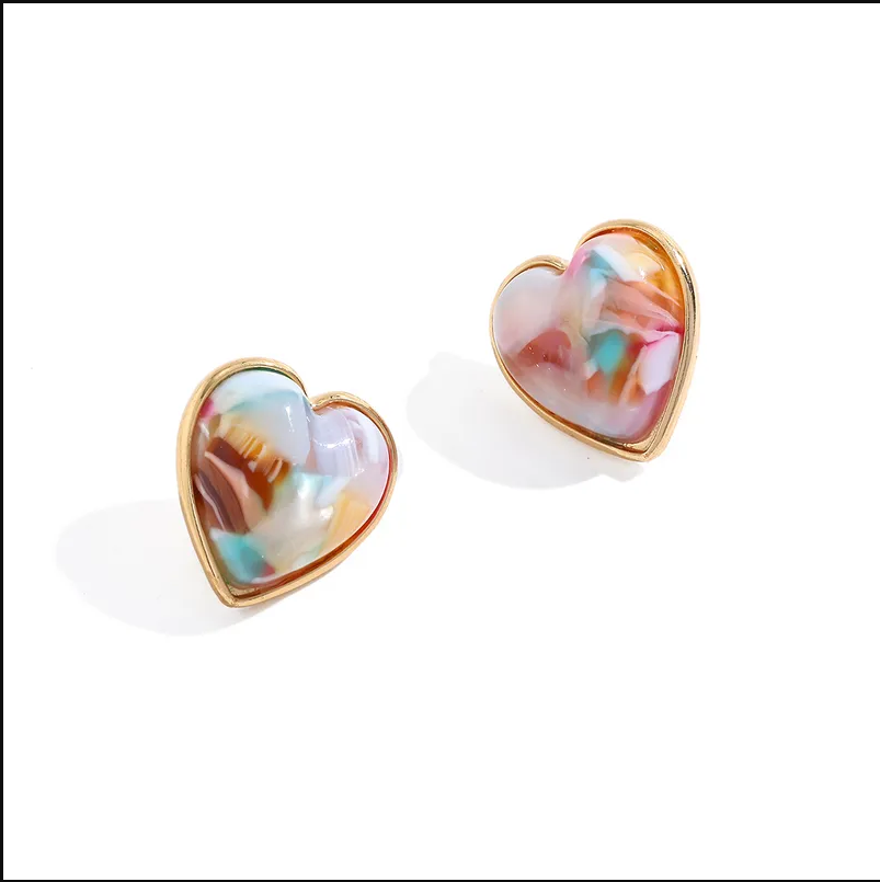 💕 ColorPop Acrylic Heart Stud Earrings