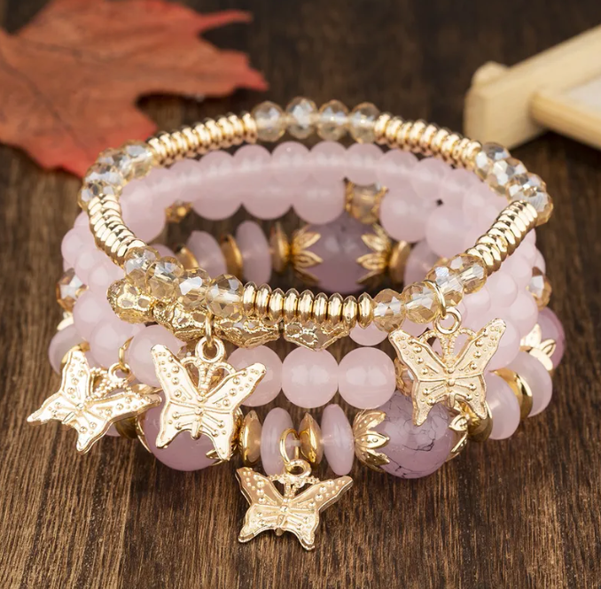 Butterfly Beaded Charm Bracelets