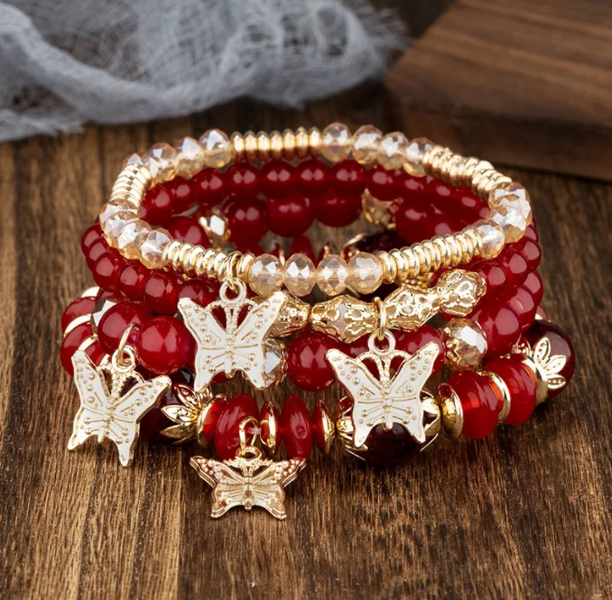 Butterfly Beaded Charm Bracelets