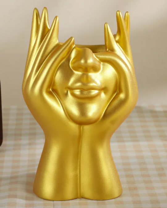 Modern Abstract Hands Face Vase
