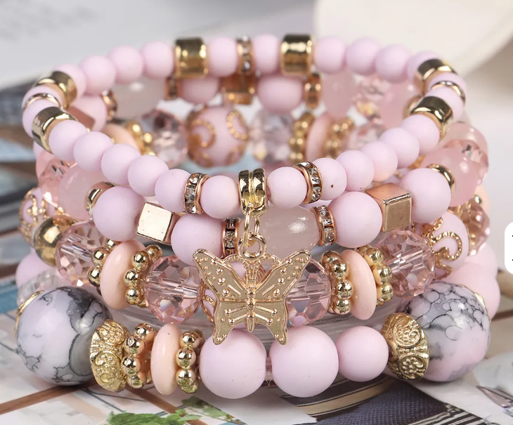 Butterfly Beaded Charm Bracelets