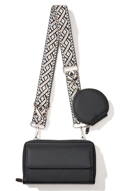 3-Piece Wallet & Coin Purse Set with Adjustable Strap (7 colors)