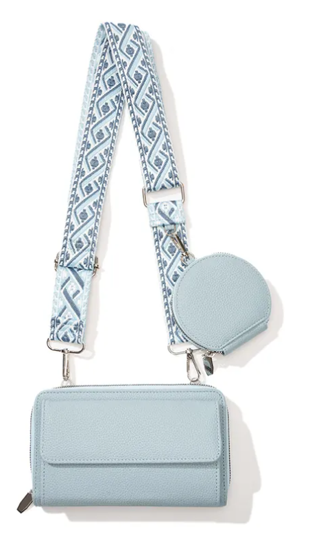3-Piece Wallet & Coin Purse Set with Adjustable Strap (7 colors)