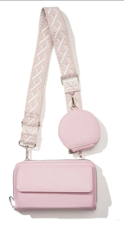 3-Piece Wallet & Coin Purse Set with Adjustable Strap (7 colors)