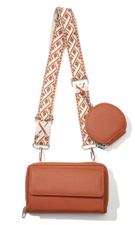 3-Piece Wallet & Coin Purse Set with Adjustable Strap (7 colors)
