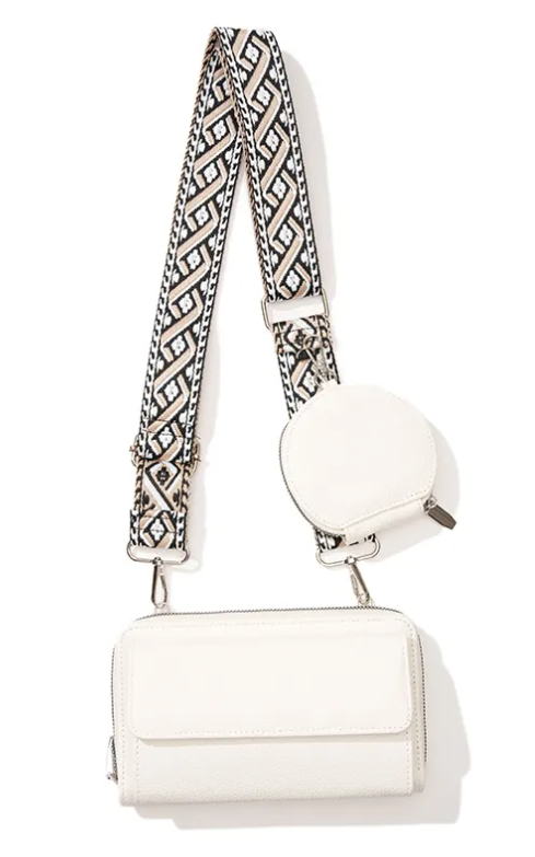 3-Piece Wallet & Coin Purse Set with Adjustable Strap (7 colors)