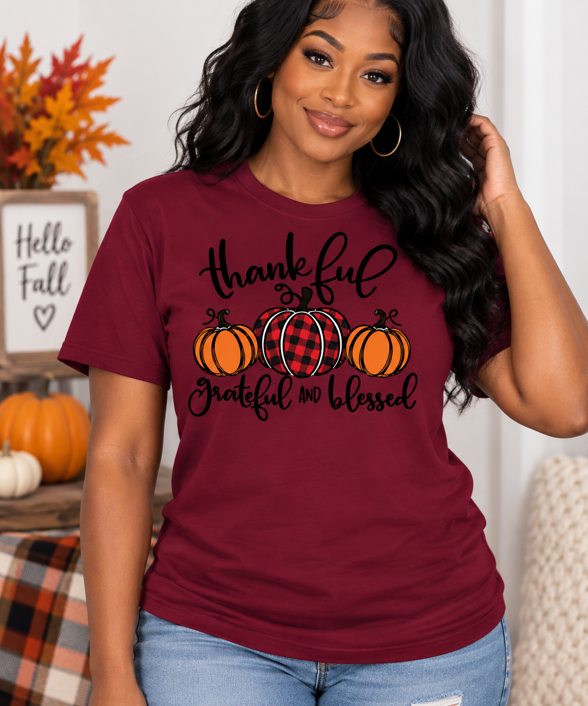 Thankful, Grateful & Blessed Fall Pumpkin T-Shirt/Sweatshirt