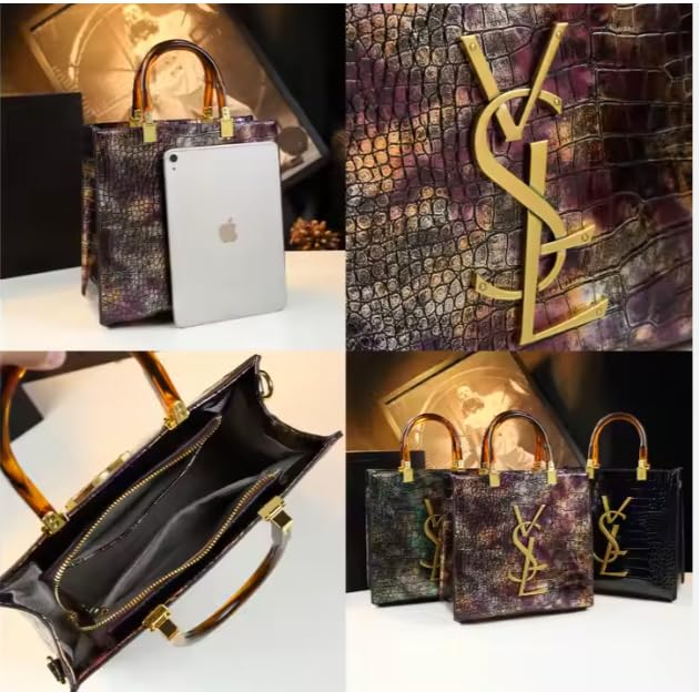 Luxury Crocodile Pattern Handbag with Handles Satchel Crossbody Handbags Purses Shoulder Tote Bags
