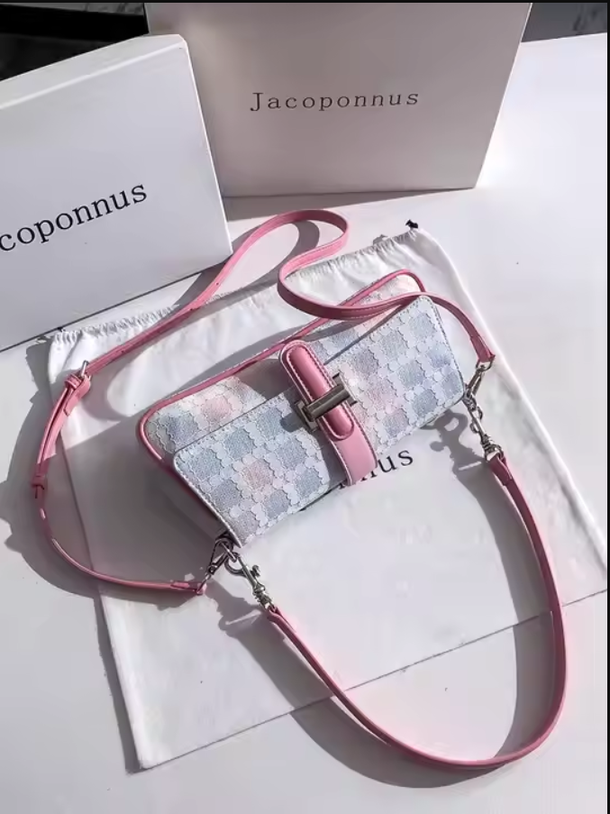 Small Pink Peach White Purse  PU Leather Tote & Shoulder Bag for Women and Moms